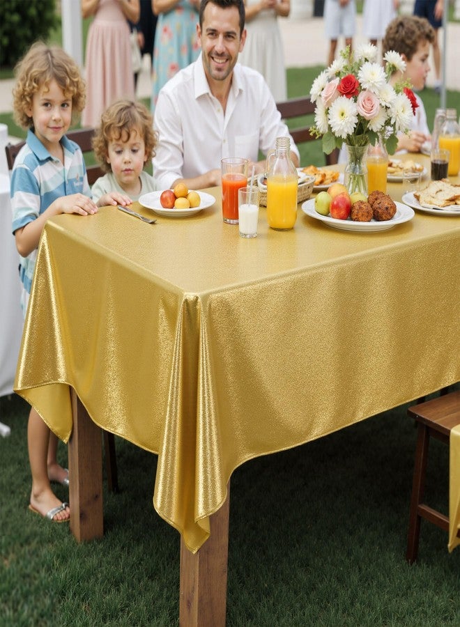 Htper 2 Pack Gold Tablecloth 60x102inch Waterproof Reusable Glitter Table Cloth for Rectangle Tables, Thick Shimmer Table Cover for Birthday Wedding Party Holiday OutdoorPicnic BBQ Table Decor - Image 3