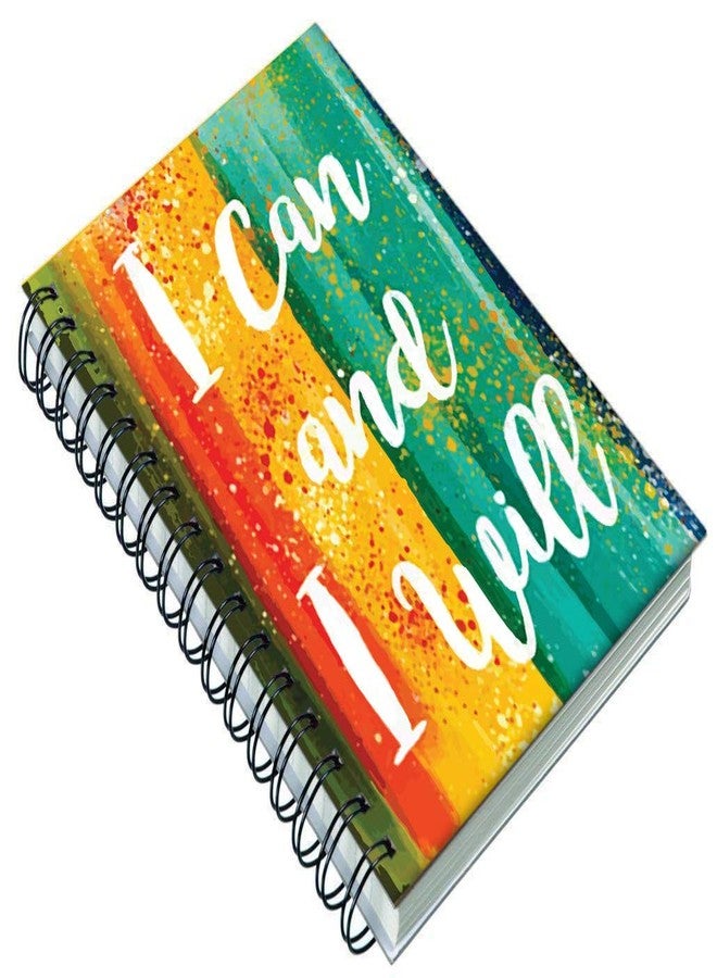 AccuPrints wiro Hard bound A5 (6 by 9 inch) wiro Notebook Diary Ruled 200 pages-80 Gsm Paper Pattern-I Can I will - Image 1
