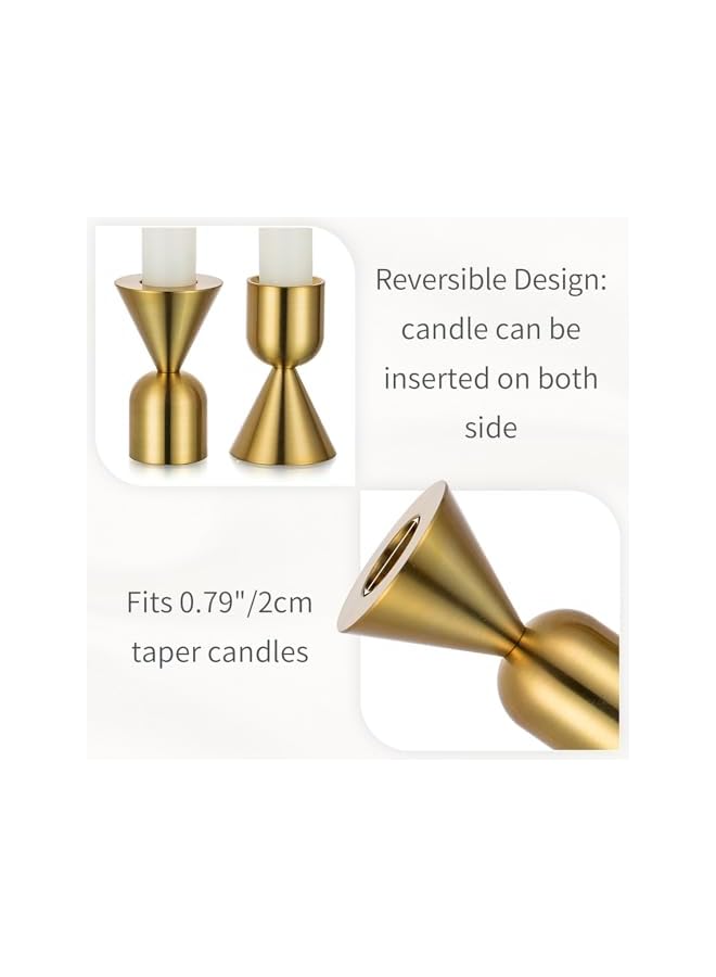The Bros Candle Holders Taper Candler Holder, Set of 6 Gold Candlestick Holders Metal Candle Holder Vintage Candle stick Holder for Table Centerpiece Wedding Christmas Living Room Decor - Image 2