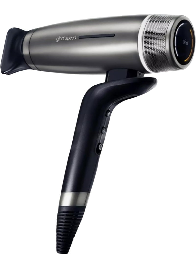 مجفف الشعر الأيوني السريع من جي إتش دي - مجفف شعر أيوني احترافي فائق السرعة بتقنية تدفق الهواء المزدوج من جي إتش دي هالو | لا يسبب تلفاً بالحرارة | تقنية تبريد فروة الرأس | لمعان بجودة صالونات التجميل (أسود تيتانيوم) - Image 2