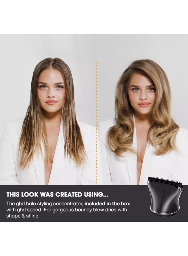 مجفف الشعر الأيوني السريع من جي إتش دي - مجفف شعر أيوني احترافي فائق السرعة بتقنية تدفق الهواء المزدوج من جي إتش دي هالو | لا يسبب تلفاً بالحرارة | تقنية تبريد فروة الرأس | لمعان بجودة صالونات التجميل (أسود تيتانيوم) - Image 4