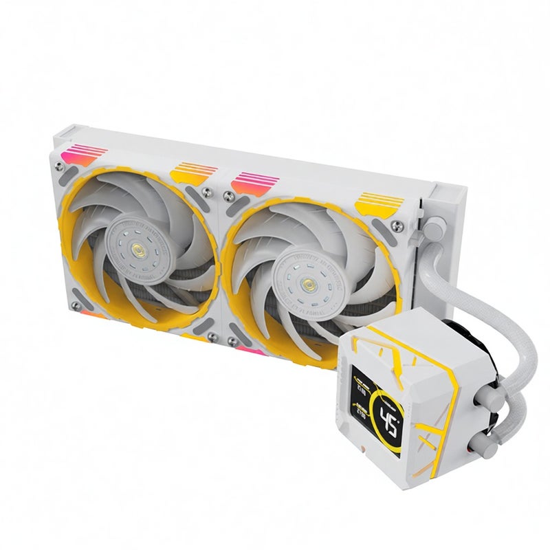 مبرد معالج مركزي Yeston Zeus Liquid Freezer لأجهزة سطح المكتب بشاشة LCD، مروحة بتدرجة PWM من 900 إلى 2200 دورة في الدقيقة، تحكم ذكي في درجة الحرارة، مضخة مائية محسنة، تأثير إضاءة RGB متزامن مع AURA، سهل التثبيت - Image 1
