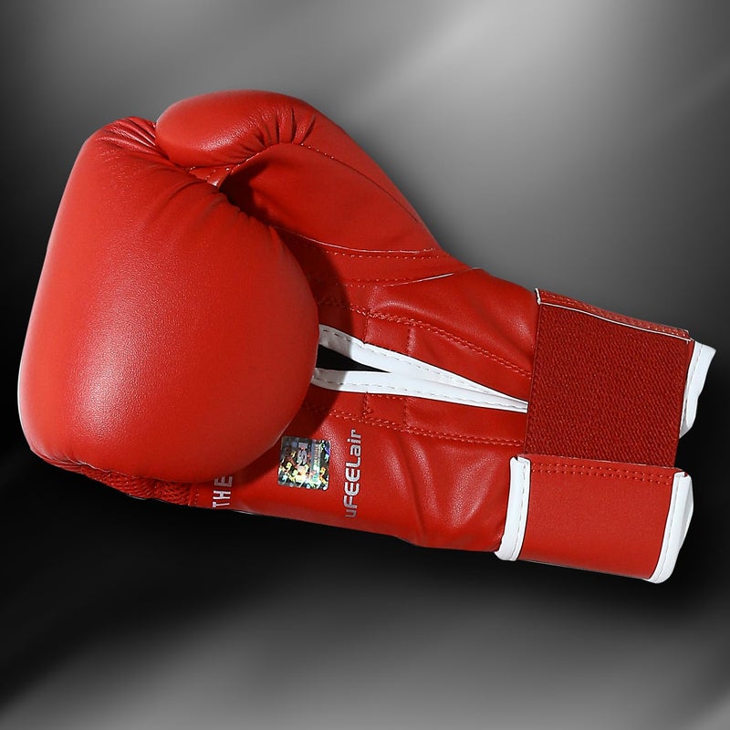 USI UNIVERSAL قفازات ملاكمة 612 ريلانس، قفازات كيس اللكم للملاكمة، كيك بوكسينغ، موياي تاي، MMA، مادة PU متينة، إغلاق معصم بخطاف وحلقة مرنة، حشوة رغوية (حجم 10 أونصة، أحمر) - Image 3
