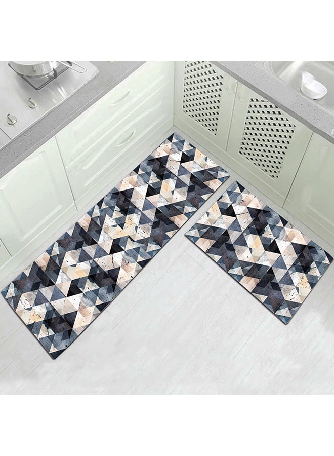 2-Piece 3D Geometric Pattern Rugs Fashion Modern Area Non-Slip Floor Carpet For Living Room Bedroom And Kitchen Multicolour 50x80cm, 50x160cm - Image 4
