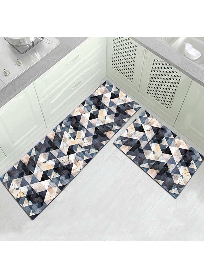 2-Piece 3D Geometric Pattern Rugs Fashion Modern Area Non-Slip Floor Carpet For Living Room Bedroom And Kitchen Multicolour 50x80cm, 50x160cm - Image 1