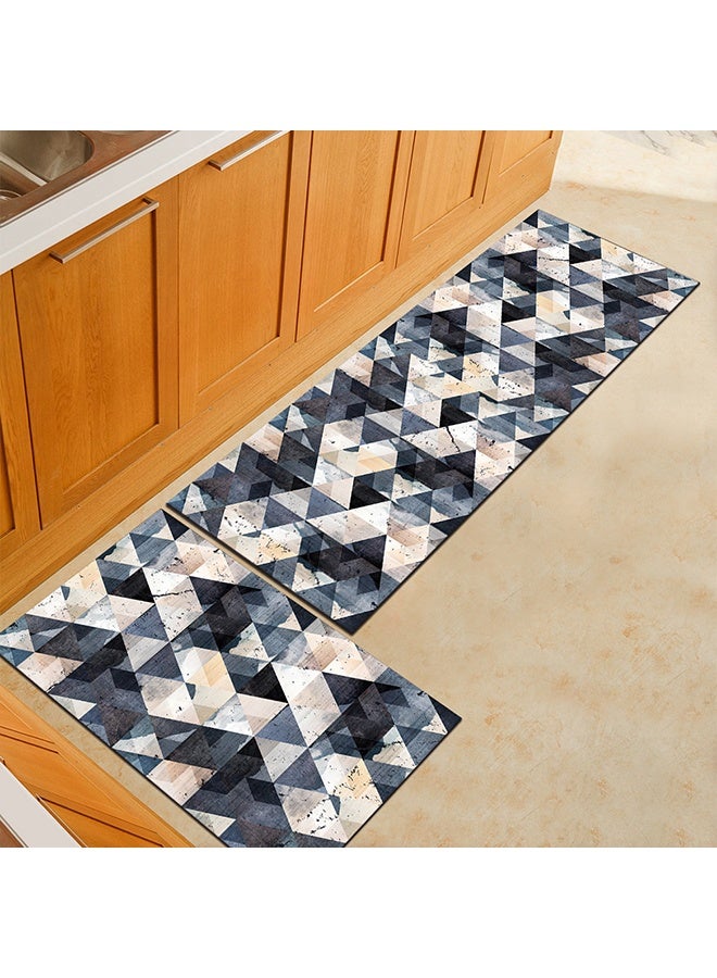 2-Piece 3D Geometric Pattern Rugs Fashion Modern Area Non-Slip Floor Carpet For Living Room Bedroom And Kitchen Multicolour 50x80cm, 50x160cm - Image 5