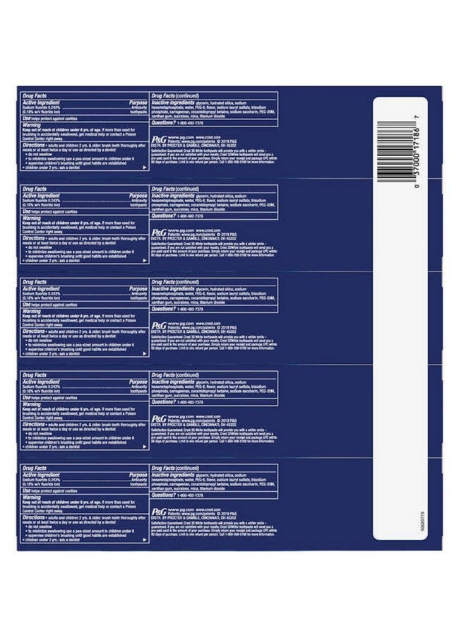 Crest 3D White Advance Whitening Flavoride Anticavity Toothpaste 5 Pack 5.6 Oz Net Wt 28 Oz - Image 2