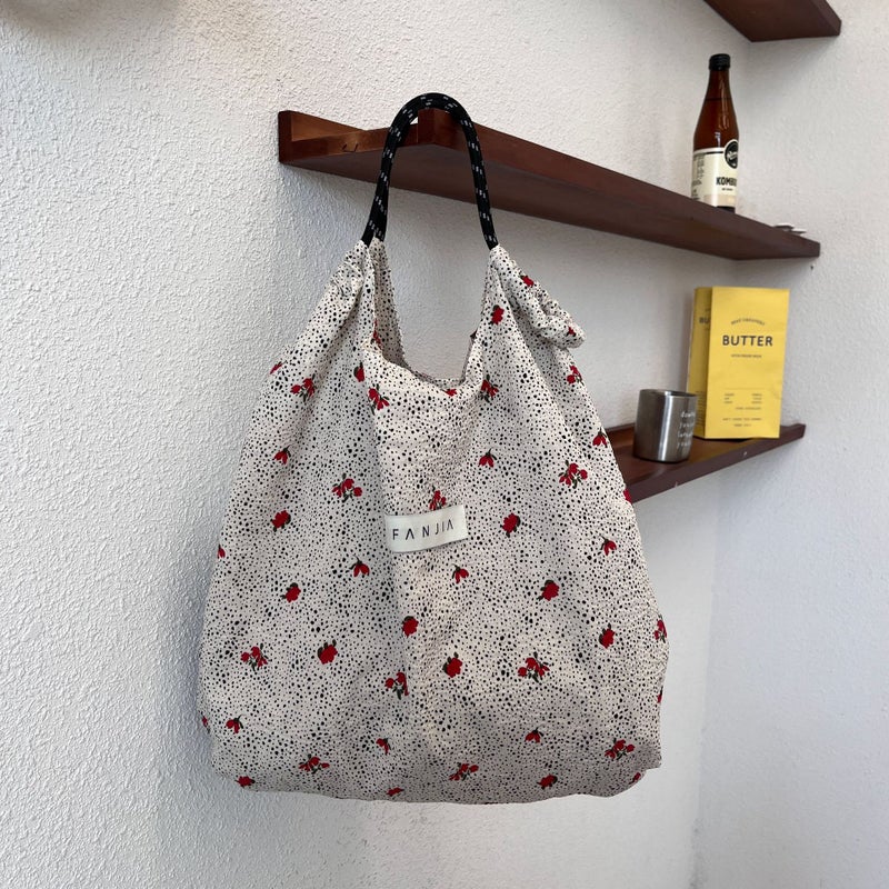 Floral Crossing Handbag Niche Design Fashionable All-Match Large Capacity Korean Style Ins Style Daily Portable Tote - Image 3