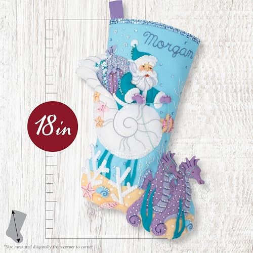 Bucilla Felt Applique 18 Stocking Making Kit Santas Sea Life Perfect for DIY Arts and Crafts Projects - Image 3