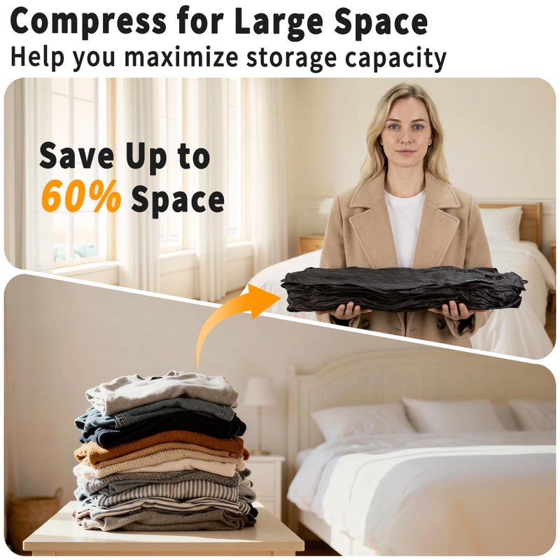 EULANT Reusable Vacuum Bags for Travel With Pump,Professional Waterproof IPX8 Vacuum Compression Bag for Suitcases Backpack,Space Saver Bags Packing Organizers for Clothing Packing(2 Pack,Black) - Image 4