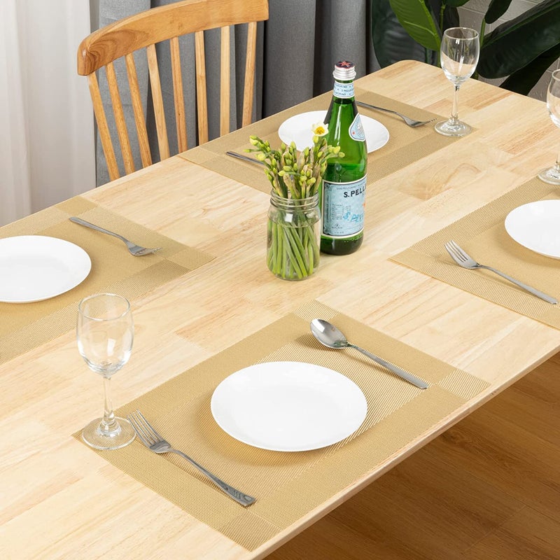 Ramkuwar Ramkuwar Placemats Set of 8 Table Mats for Dining Tables Woven Washable Non Slip Place mats Outdoor Indoor for Dining Patio Table Kitchen Decor and Kids Gold 8 - Image 2