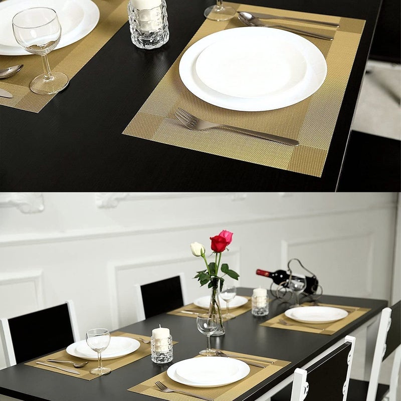 Ramkuwar Ramkuwar Placemats Set of 8 Table Mats for Dining Tables Woven Washable Non Slip Place mats Outdoor Indoor for Dining Patio Table Kitchen Decor and Kids Gold 8 - Image 5