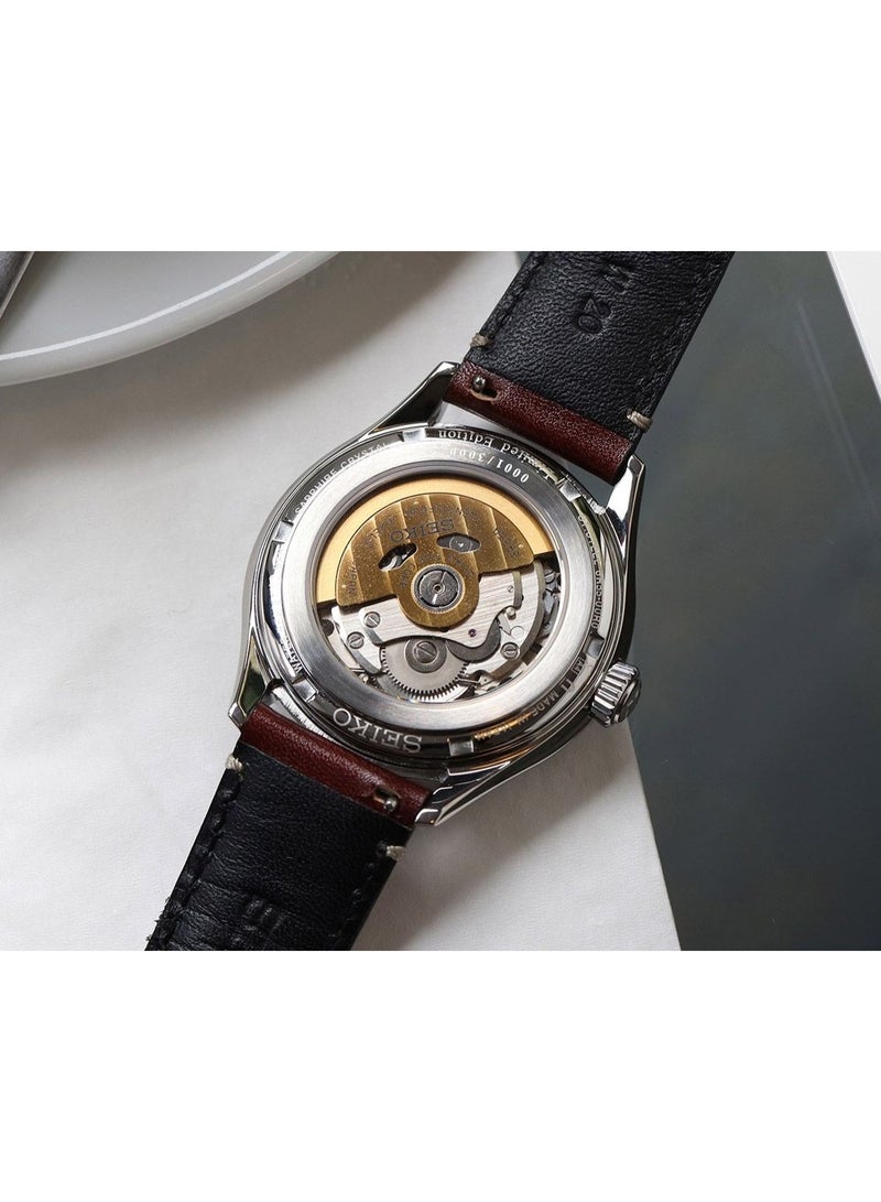 Seiko ساعة أوتوماتيكية محدودة الإصدار من بريسايج كلاسيك SPB529J1، 40.2 مم بقرص بني "شيراشا"، علبة من الفولاذ المقاوم للصدأ وحزام جلدي، مقاومة للماء حتى 100 م - Image 4