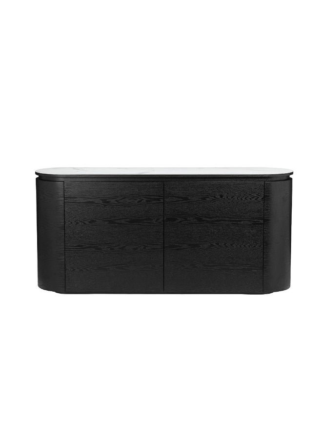DANUBE HOME Luceris Buffet Cabinet Strong And Sturdy Kitchen Organiser Rack Modern Design Sideboard Cabinet Side Board For Dining Room Bar Kitchen L160Xw39.5Xh75Cm - White/Walnut Veneer - Image 1