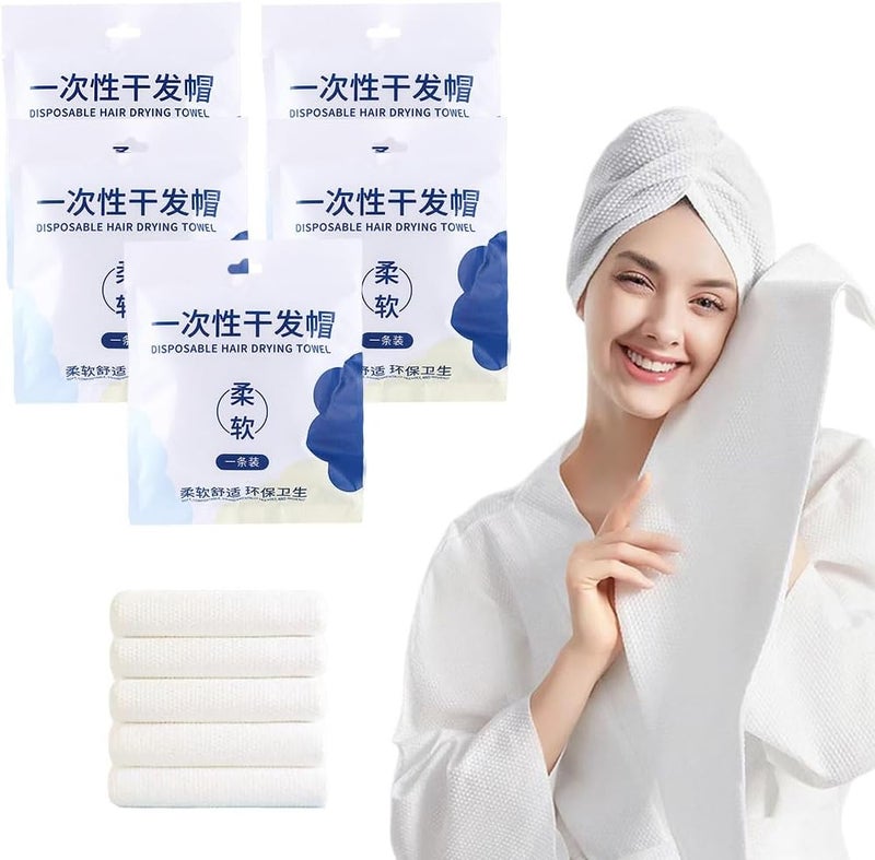Goodern Disposable Hair Towels - 5 PCS Super Absorbent Hair Drying Towels for Travel and Salon Use - Image 1