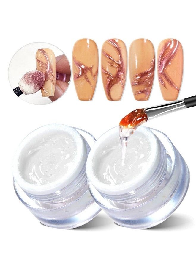 U-Shinein Special Sculpture Nail Gel For Chrome Nail Powder 2Pcs Professional Nail Chrome Mirror Effect Metallic 3D Nail Art Design Craving Embossed Clear Nail Glue Gel For Home Salon Diy 10Ml  - Image 1