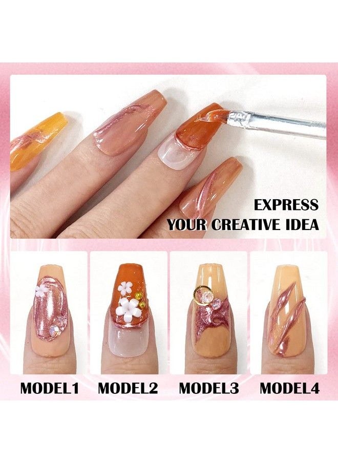 U-Shinein Special Sculpture Nail Gel For Chrome Nail Powder 2Pcs Professional Nail Chrome Mirror Effect Metallic 3D Nail Art Design Craving Embossed Clear Nail Glue Gel For Home Salon Diy 10Ml  - Image 4