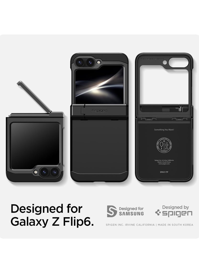 Spigen Tough Armor Pro for Samsung Galaxy Z Flip 6 Case Cover (2024) with Hinge Protection & Kickstand - Black  - Image 2
