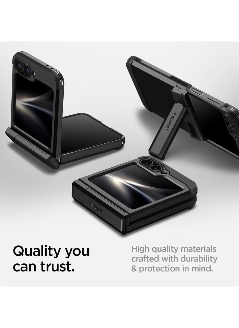 Tough Armor Pro for Samsung Galaxy Z Flip 6 Case Cover (2024) with Hinge Protection & Kickstand - Black