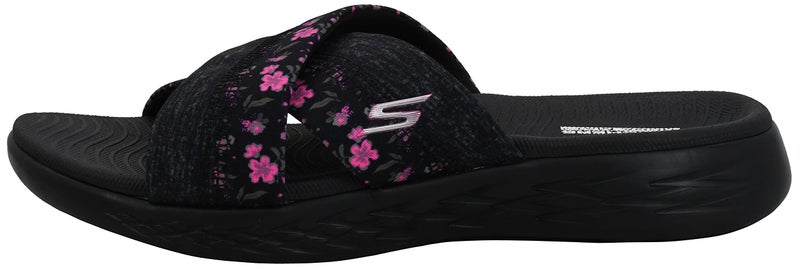 SKECHERS سكيشرز حذاء نسائي أون ذا جو 600 - بلومز ش sandal, أسود/وردي فاقع, 8 M US - Image 4