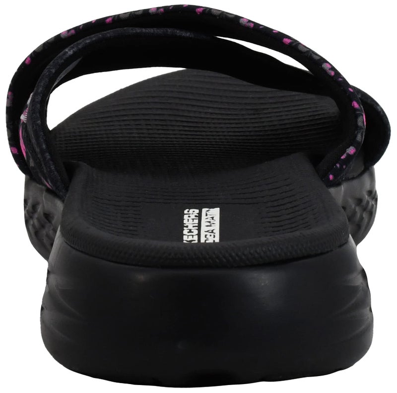 SKECHERS سكيشرز حذاء نسائي أون ذا جو 600 - بلومز ش sandal, أسود/وردي فاقع, 8 M US - Image 3