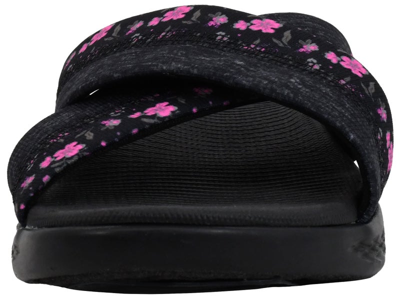 SKECHERS سكيشرز حذاء نسائي أون ذا جو 600 - بلومز ش sandal, أسود/وردي فاقع, 8 M US - Image 2