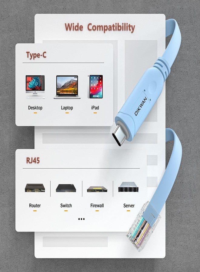 OIKWAN كابل وحدة تحكم USB-C من سيسكو، OIKWAN بطول 6 أقدام محول USB من النوع C إلى RJ45 ملحق أساسي لسيسكو، NETGEAR، Ubiquity، LINKSYS، TP-Link أجهزة التوجيه/المفاتيح لأجهزة اللابتوب - Image 3
