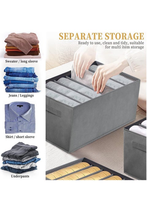 Wardrobe & Drawer Clothes Organizer ( 6 Grids ) Foldable - Grey - One Piece