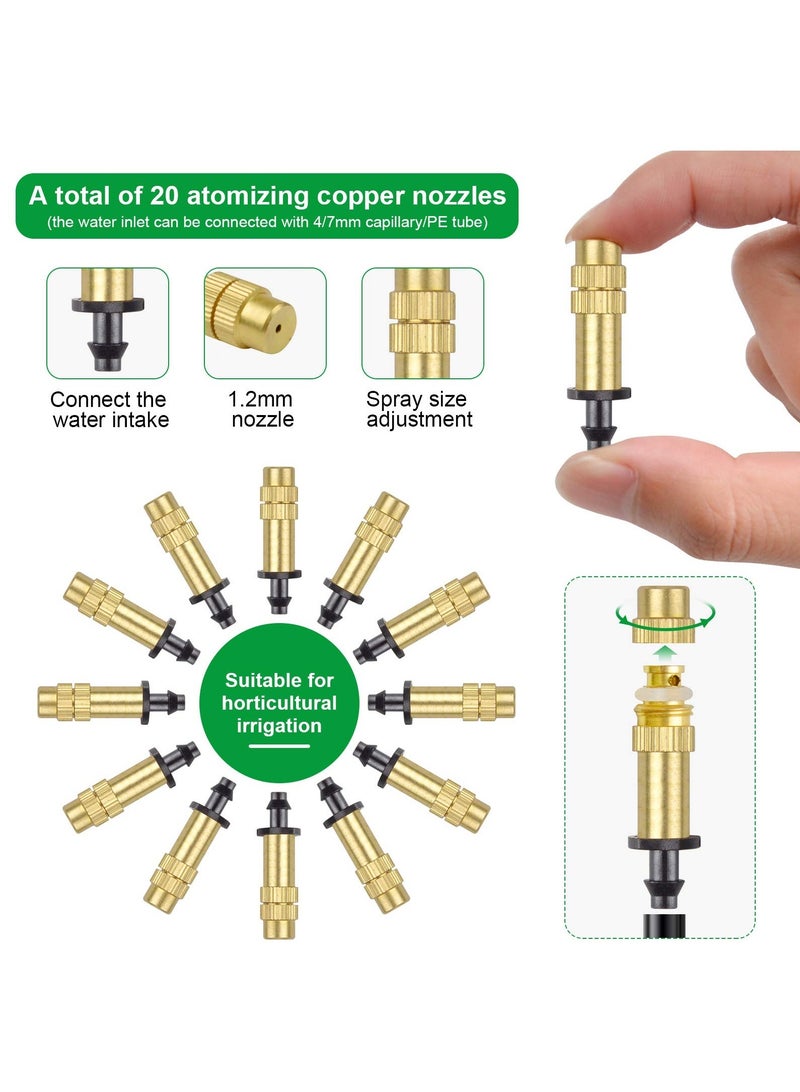 Excefore Irrigation System Copper Nozzle, 30Pcs Adjustable Spray Nozzle, Garden Water Cooling System Irrigation Greenhouse Vegetables Lawn Watering Nozzle - Image 3