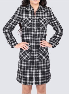 Women's Check Outwear in Black and White Check