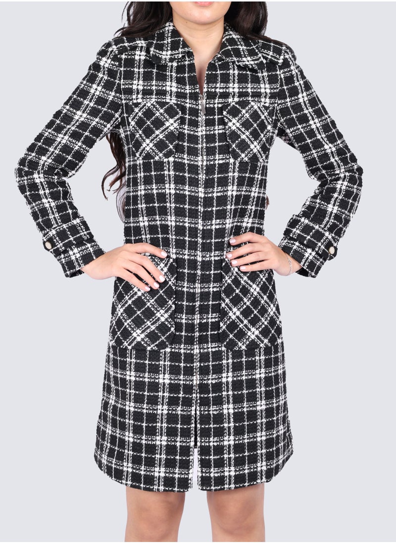 ONLY - Women's Check Outwear in Black and White Check - Image 1