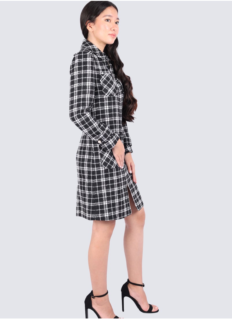 ONLY - Women's Check Outwear in Black and White Check - Image 1