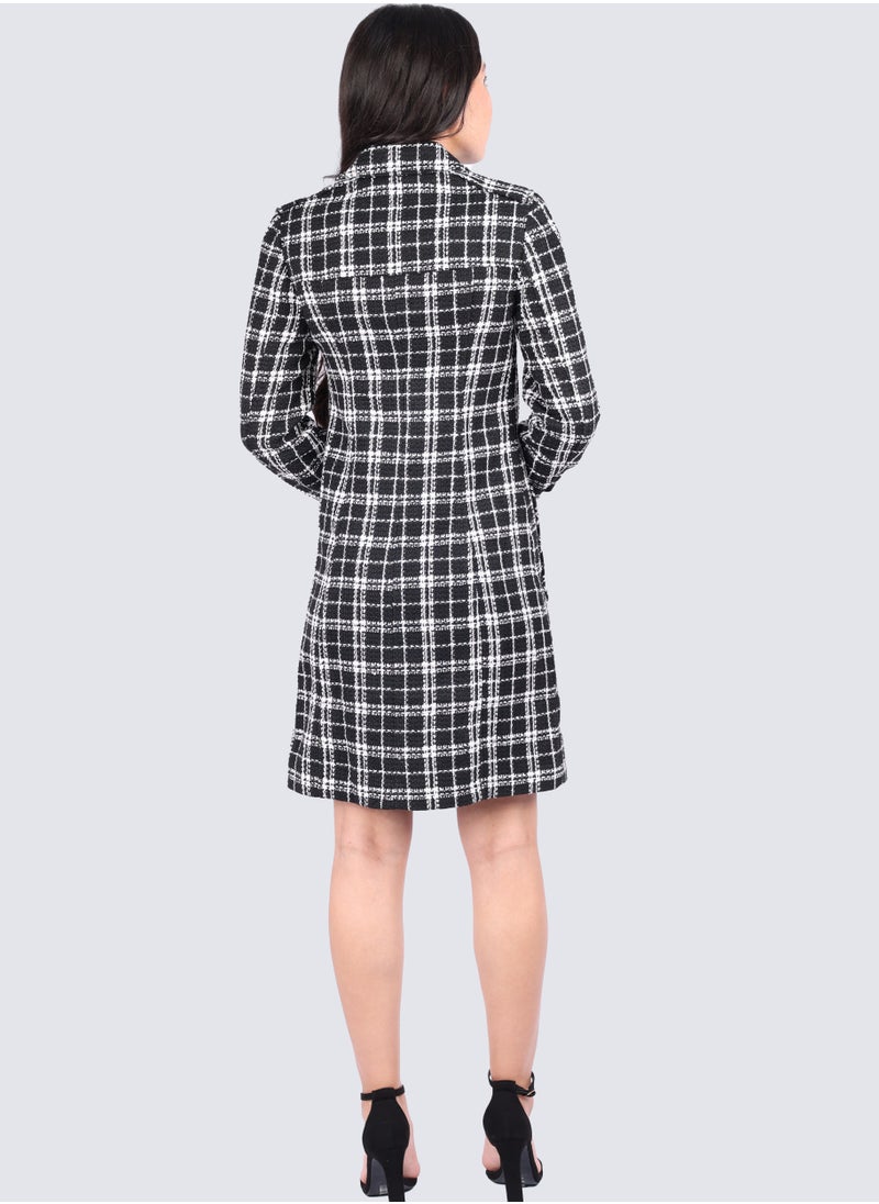ONLY - Women's Check Outwear in Black and White Check - Image 1