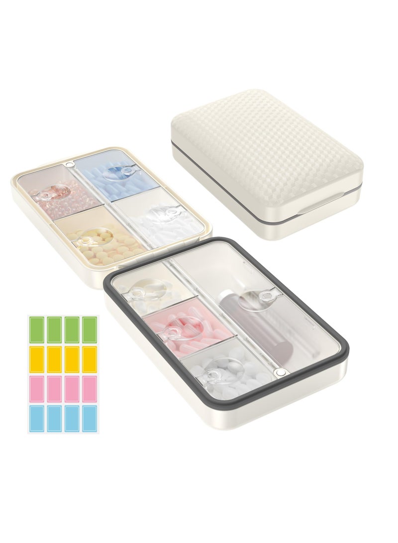 Excefore Daily Pill Organizer, 8 Compartments Large Magnetic Pill Organizer, Portable Moisture-Proof Pill Box for Travel, BPA Free, Clear Lid, Easy to Clean, For Vitamin, Fish Oils, Supplements, White - Image 1