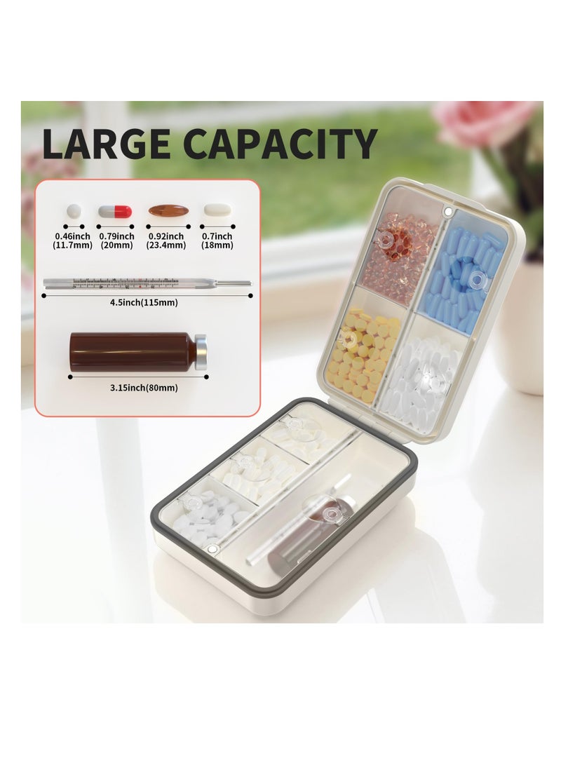 Excefore Daily Pill Organizer, 8 Compartments Large Magnetic Pill Organizer, Portable Moisture-Proof Pill Box for Travel, BPA Free, Clear Lid, Easy to Clean, For Vitamin, Fish Oils, Supplements, White - Image 4