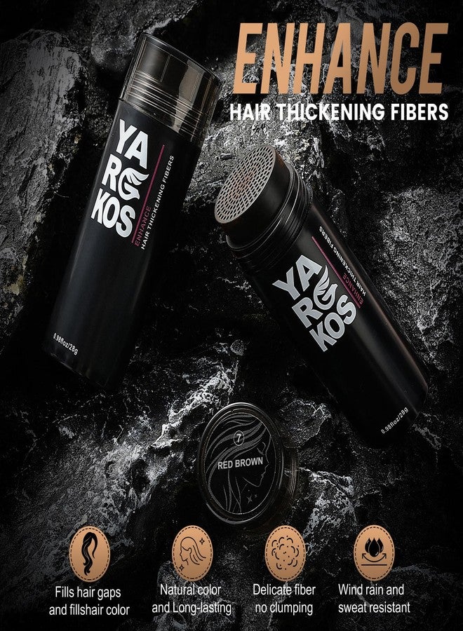 Yargkos Hair Fibers for Thinning Hair or Fill In Fine, Hair Building Fibers (28g) for Women & Men, Hair Powder for Instantly Thicker, Fuller Looking - RED BROWN - Image 2