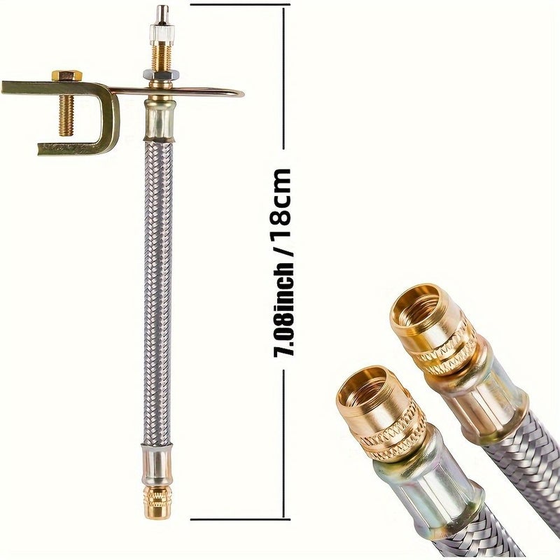 Silver Braided Hose 180Mm Set of 2 for Car Truck RV Trailer - Image 1