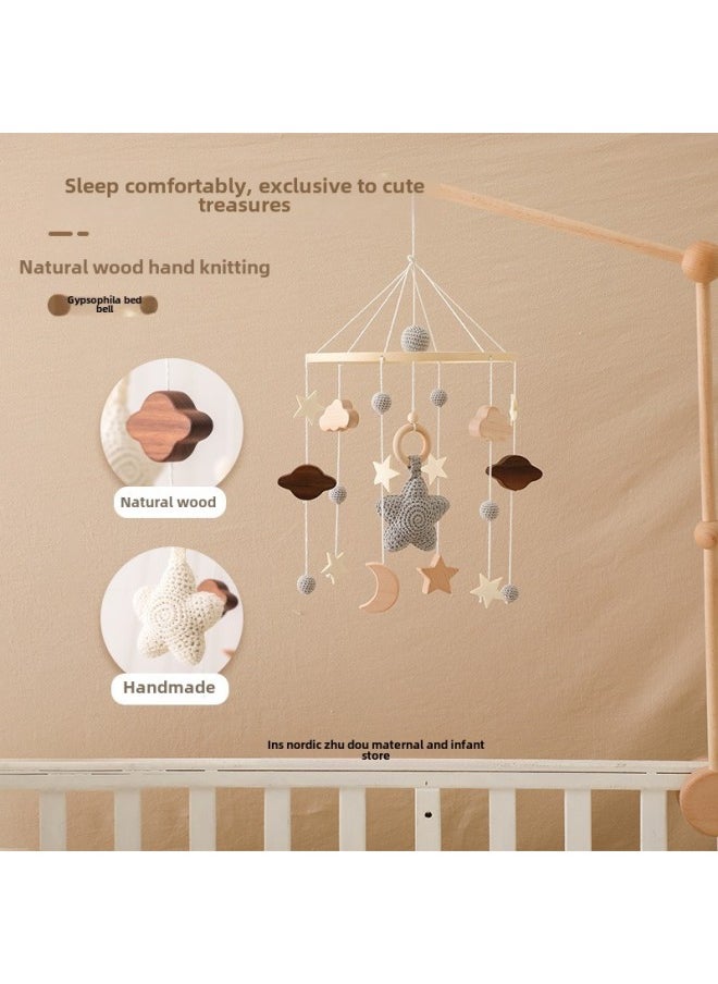 Generic - # Ly Baby Bed Bell Pendant Bracket Gypsophila Bed Bell Nordic Simple Baby Room Decoration Wooden Wind Bell Pendant-Color:Yellow Bee Flower Bed Bell - Image 1