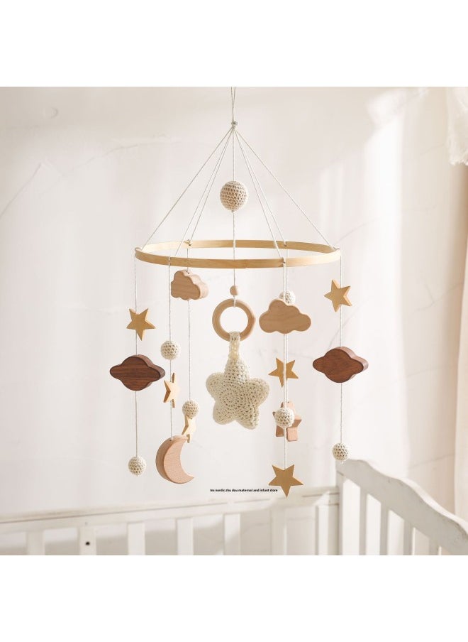 Generic - # Ly Baby Bed Bell Pendant Bracket Gypsophila Bed Bell Nordic Simple Baby Room Decoration Wooden Wind Bell Pendant-Color:Yellow Bee Flower Bed Bell - Image 1