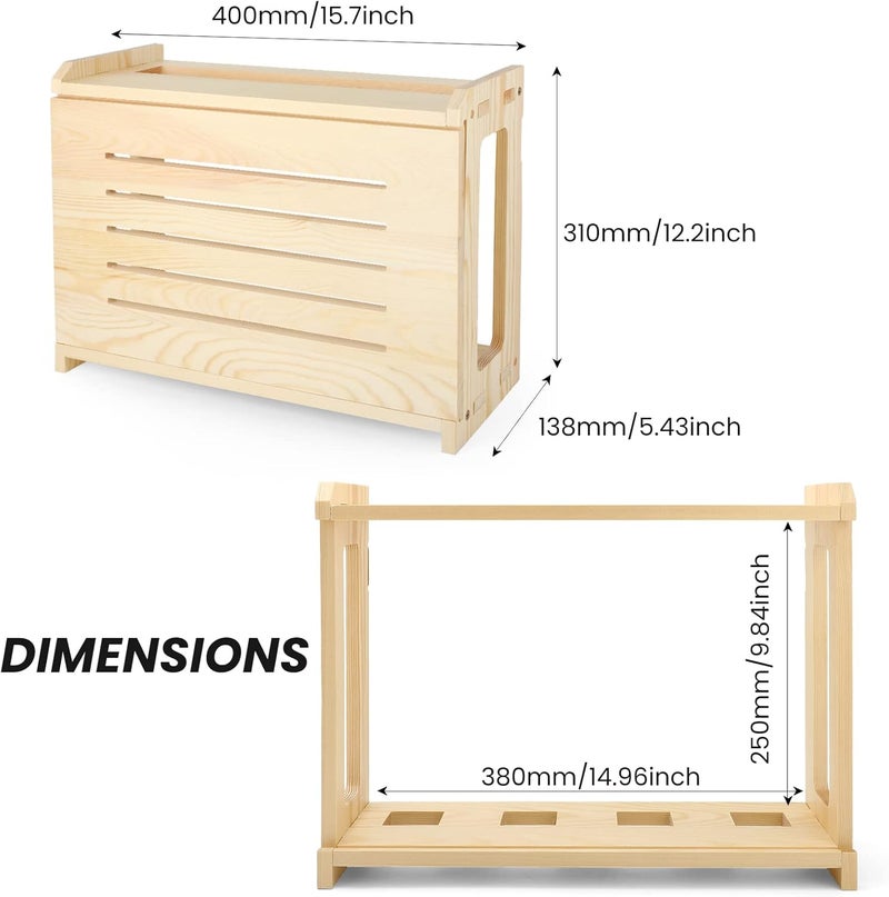 BEARUT Wooden Router Shelf Wall Mount WiFi Router Storage Box Modem Cable Router Cover Organized Power Strip Cable Management Hider Rack Need Assembly 149  98  54 in L H  W - Image 2
