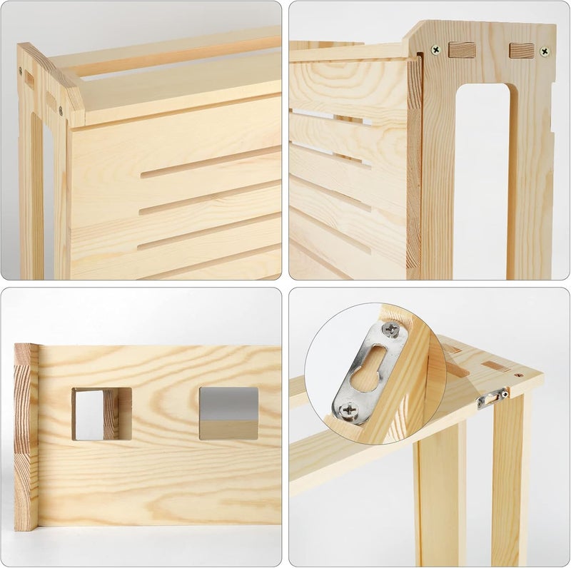 BEARUT Wooden Router Shelf Wall Mount WiFi Router Storage Box Modem Cable Router Cover Organized Power Strip Cable Management Hider Rack Need Assembly 149  98  54 in L H  W - Image 5
