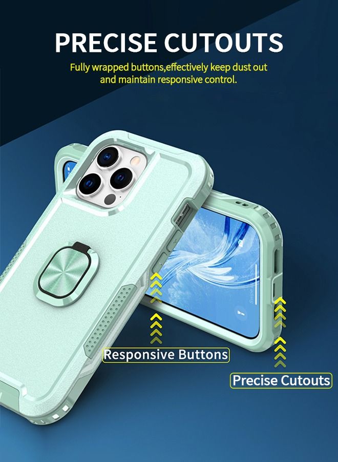 GROIC Compatible iPhone 14 Pro Max Case, 360° Ring Holder Cover, Magnetic Ring Holder Phone Case, Heavy Duty Full Body Hybrid Silicone Shockproof Shone Shell for IPhone 14 Pro Max 6.7 Inch-Green - Image 3