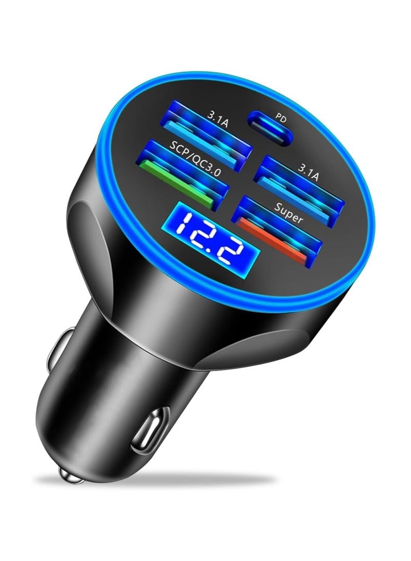 KASTWAVE 5 Port Car Charger Socket, Quick Charge 4USB+Type C Multi Port Car Accessories Interior Compatible with Most Smart Phone - Image 1