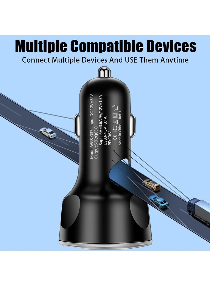 KASTWAVE 5 Port Car Charger Socket, Quick Charge 4USB+Type C Multi Port Car Accessories Interior Compatible with Most Smart Phone - Image 5