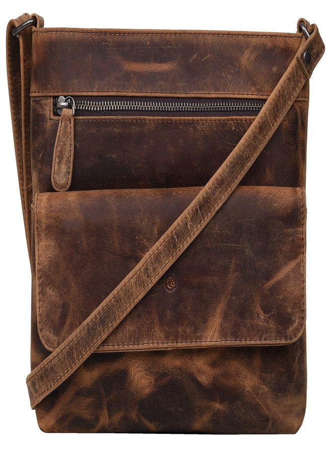 Antonio Valeria Piper Hunter Brown Premium Leather Crossbody Bag - Image 1