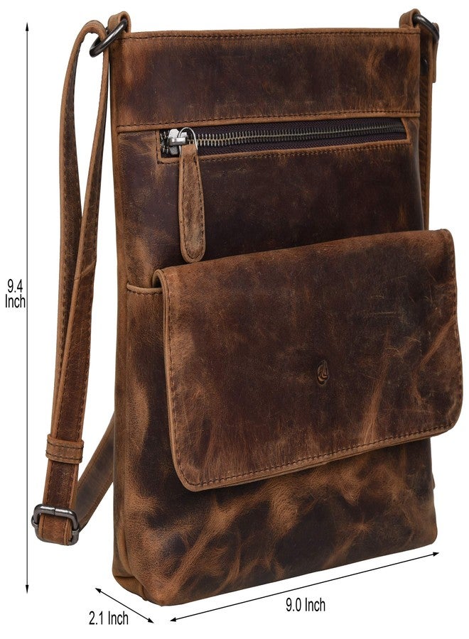 Antonio Valeria Piper Hunter Brown Premium Leather Crossbody Bag - Image 2