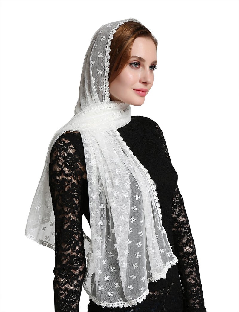 Leimandy وشاح مانتيلا كلوفر بتصميم العاج اللانهائي v38 (حجاب عاجي) - Image 1