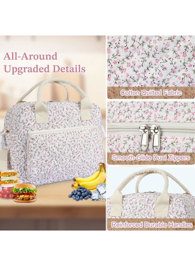 WOBAGMEN Floral Lunch Tote with Insulated Design for Everyday Use(Pink Floral,M) - Image 3