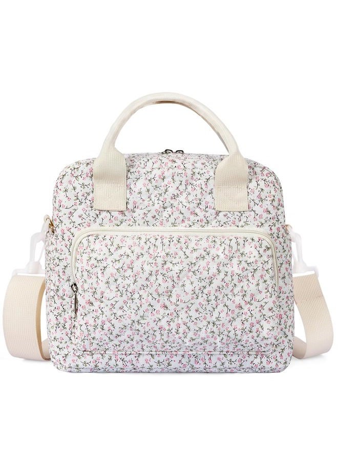 WOBAGMEN Floral Lunch Tote with Insulated Design for Everyday Use(Pink Floral,M) - Image 1