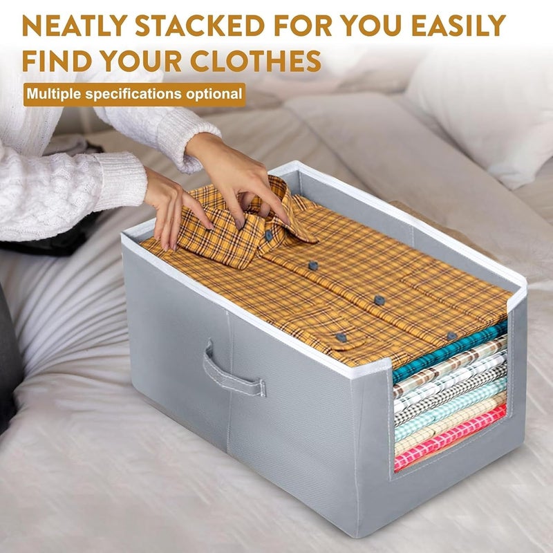 LAXIS ® 4 Pcs Non-Woven Shirt Stacker, Organizer for Wardrobe, Clothes Organizer, Grey Color & Foldable, Closet & Wardrobe Organizer, Dress Collapsible, Foldable Cupboard Storage Box Size 40x20x25Cm - Image 5